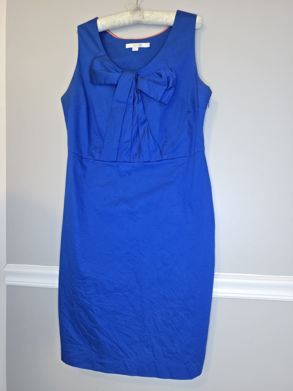 Boden Sleeveless Cobalt Blue Bow-Front Sheath Dress